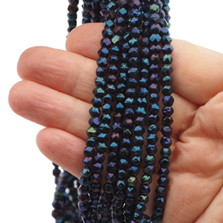 Czech metallic Violet blue peacock blue English cut glass beads Lot 4 mm 1080pcs Vintage 