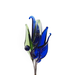 Lot (8) lampwork glass flower part blue green headpin glass beads ball leaf petal