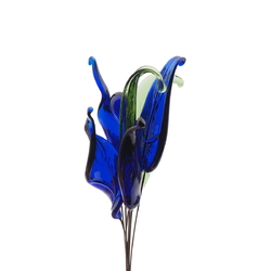 Lot (8) lampwork glass flower part blue green headpin glass beads ball leaf petal
