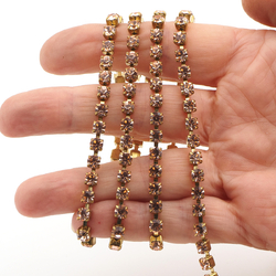 Lot 4.2 meter SS17 4mm Rosa Pink Rhinestone cup chain Vintage Czech brass Supply epoxy resin ART