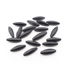 Lot (19) Czech antique oval melon faceted matte black glass beads 
