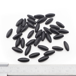 Lot (35) Czech antique oval melon faceted matte black glass beads 18mm
