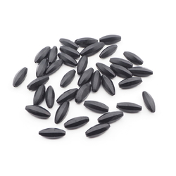 Lot (35) Czech antique oval melon faceted matte black glass beads 18mm