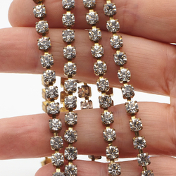 Lot 5 meter SS17 4mm Crystal Rhinestone cup chain Vintage Czech brass Supply epoxy resin ART