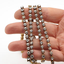 Lot 5 meter SS17 4mm Crystal Rhinestone cup chain Vintage Czech brass Supply epoxy resin ART
