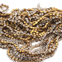 Lot 5 meter SS17 4mm Crystal Rhinestone cup chain Vintage Czech brass Supply epoxy resin ART