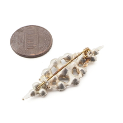 Vintage Czech saphiret clear glass rhinestone filigree pin brooch