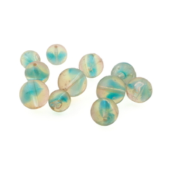Lot (11) vintage Czech uranium bicolor swirl glass beads