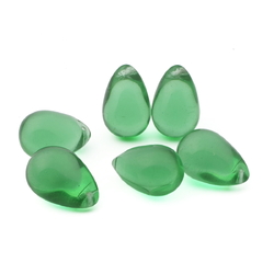 Lot (6) Vintage Czech bicolor uranium green glass grape Chandelier fruit teardrop beads 24mm