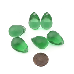 Lot (6) Vintage Czech bicolor uranium green glass grape Chandelier fruit lamp prism beads 24mm
