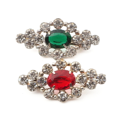 Lot (2) Vintage Czech glass rhinestone filigree openwork pin brooches