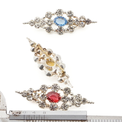 Lot (3) Vintage Czech glass rhinestone filigree openwork pin brooches