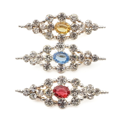 Lot (3) Vintage Czech glass rhinestone filigree openwork pin brooches