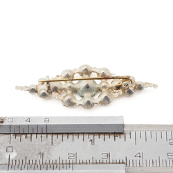 Vintage Czech green clear glass rhinestone filigree pin brooch