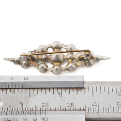 Vintage Czech alexandrite clear glass rhinestone filigree pin brooch
