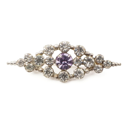 Vintage Czech alexandrite clear glass rhinestone filigree pin brooch