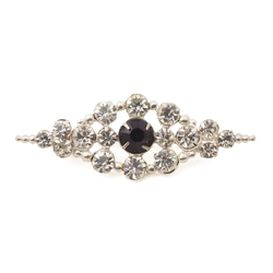 Vintage Czech black clear glass rhinestone filigree pin brooch