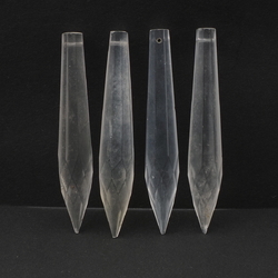 Lot (4) vintage Czech reclaimed frost crystal glass icicle spear chandelier prisms 3"