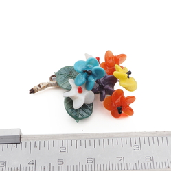Vintage Czech lampwork glass bead flower pin brooch Art Deco