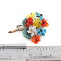 Vintage Czech lampwork glass bead flower pin brooch Art Deco