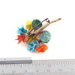 Vintage Czech lampwork glass bead flower pin brooch Art Deco