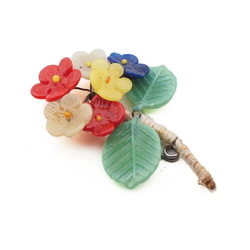 Vintage Deco Czech lampwork glass bead flower pin brooch 1920's