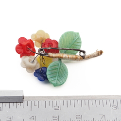 Vintage Deco Czech lampwork glass bead flower pin brooch 1920's
