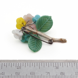 Vintage Czech lampwork glass bead flower pin brooch 1920's Deco