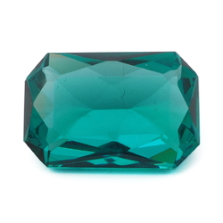 Large antique Czech hand faceted Emerald green octagon glass rhinestone 30x20mm
