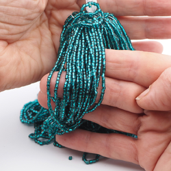 Hank Turquoise silver lined bugle seed glass beads 12/0 Vintage Czech