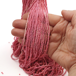 Hank old Pink trade seed glass beads 12/0 , 345g Antique Czech
