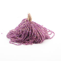 Hank AB crystal violet pink lined cut seed glass beads 13/0 Vintage Czech