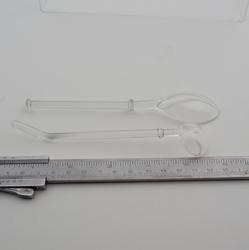 Pair antique Czech crystal clear glass tea condiment apothecary spoons