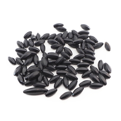 Lot (93) Czech antique oval melon faceted matte black glass beads 14mm