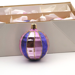 Box (6) vintage Czech mercury glass rainbow ball Christmas tree decorations