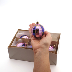 Box (6) vintage Czech mercury glass rainbow ball Christmas tree decorations