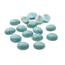 Lot (16) Czech vintage oval turquoise matrix marble glass cabochons 18x13mm 