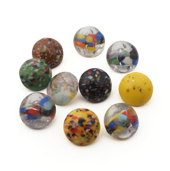 Lot (10) Vintage Czech end of day glass buttons 14mm