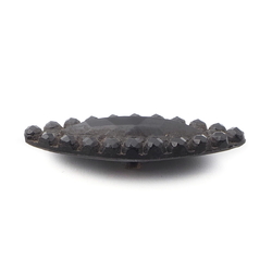 Antique Victorian Czech marcasite effect black oval glass button 33mm