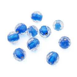 Lot (10) rare Austrian D.S antique blue lined crystal bicolor glass beads 9mm