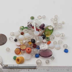 Lot (95) Czech vintage assorted glass cabochons beads findings
