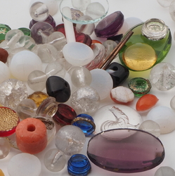 Lot (95) Czech vintage assorted glass cabochons beads findings