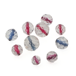 Lot (10) rare Austrian D.S antique pink blue lined crystal bicolor glass beads