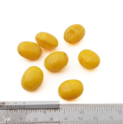 Lot (7) Czech Deco vintage yellow clear striped oval glass buttons 18mm