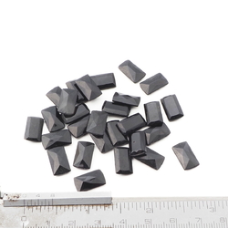 Lot (28) Czech vintage rectangle black glass rhinestones 12x7mm