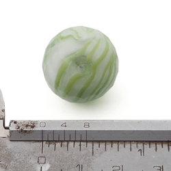 Large antique Czech green crystal striped faceted glass bead 20mm