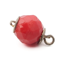 Czech Vintage 1 strand red faceted glass bead necklace clasp closer