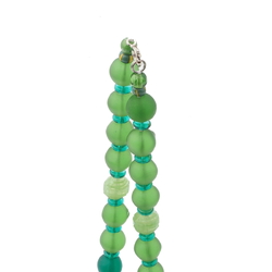 Vintage Czech necklace green opaline frost lampwork glass beads