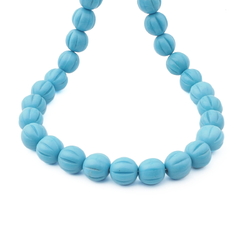 Vintage Czech necklace Art Deco blue melon glass beads 18"