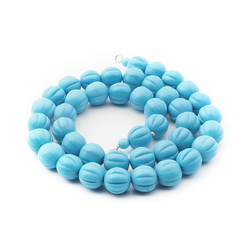 Vintage Czech necklace Art Deco blue melon glass beads 18"